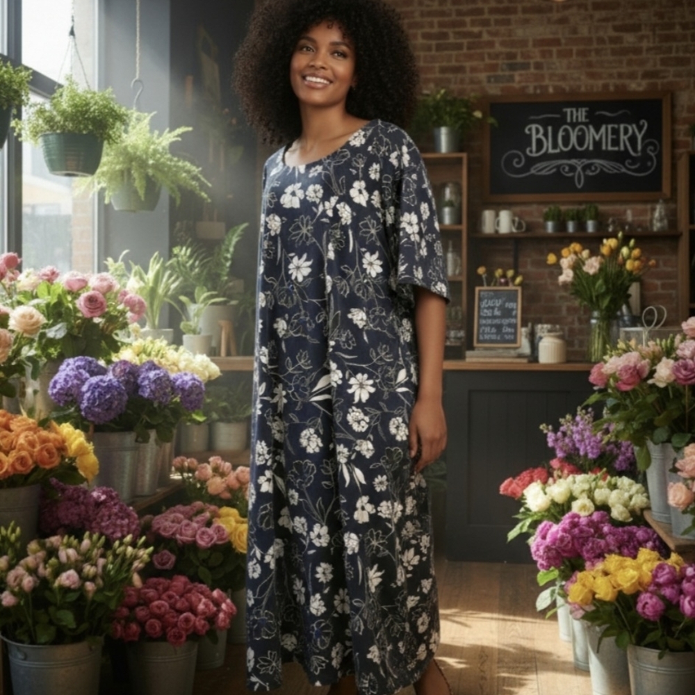 🌸Jessica London Navy Floral Dress